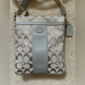 Coach Signature Gray and Cream Shoulder Bag
